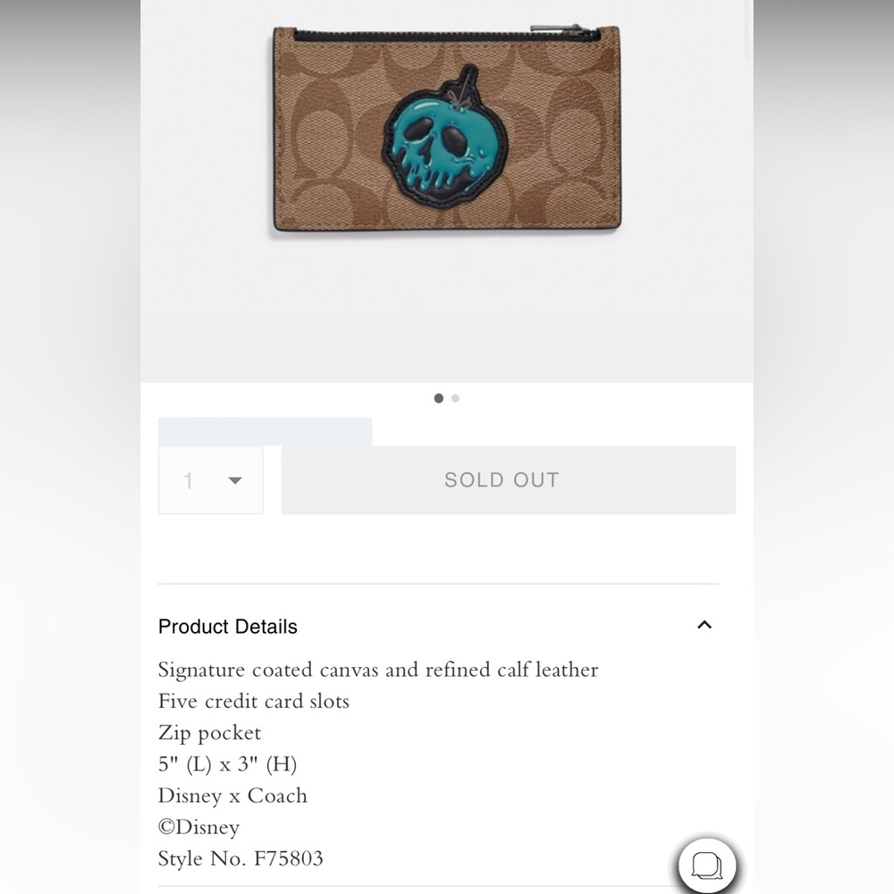Disney X Coach Zip Card Case In Signature Canvas W Snow White& The Seven Dwarfs